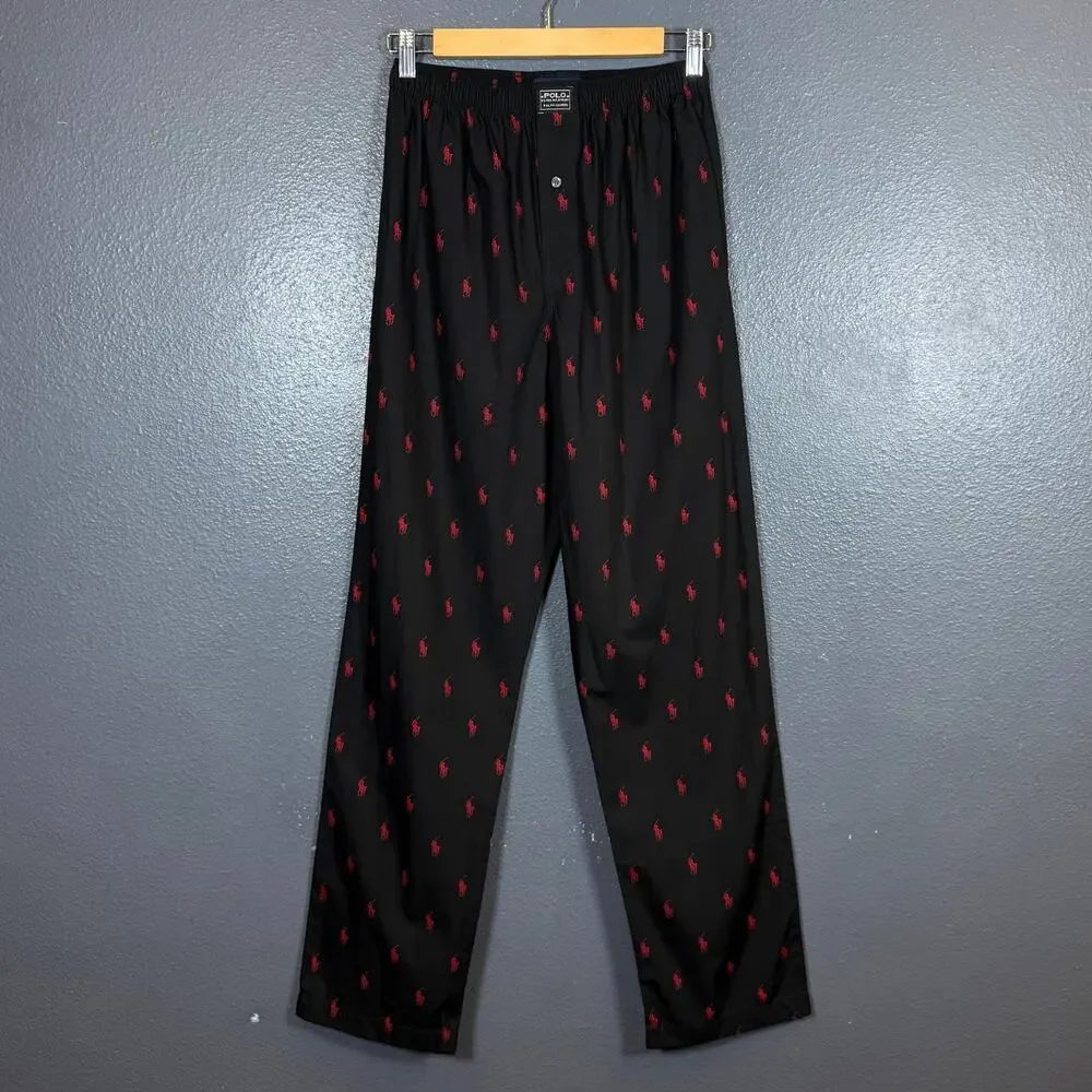 Polo Ralph Lauren S men’s black monogram All over pony sleep draw string pants